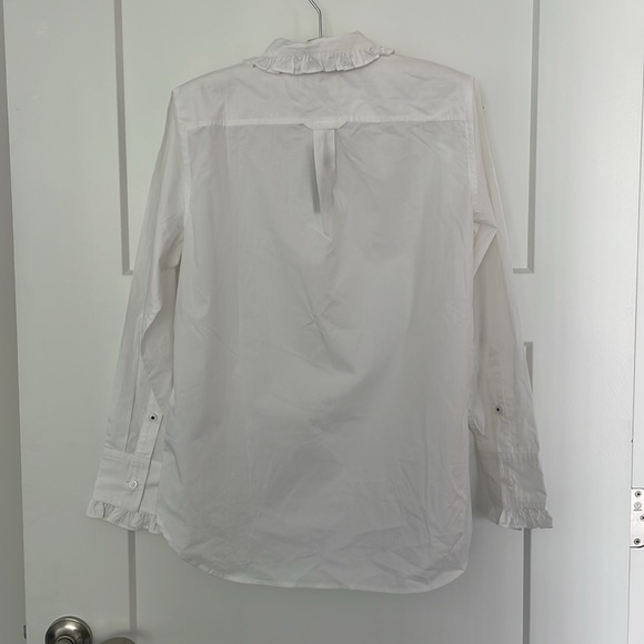New With Defects J Crew Classic Fit Ruffle Collar Shirt White 4 - Picture 6 of 11